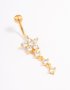 Goldair Gold Plated Surgical Steel Cubic Zirconia Trio & Flower Threadless Belly Bar