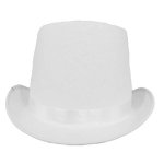 White Costume Top Hat With Ribbon Accents