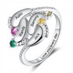 CRI104226 - 925 Sterling Silver Personalized Names & Birthstone Baby Feet Ring