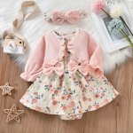 Floral Peach Corduroy All In One Romper - The Purple Lovey