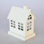 Off-white Battery Operated Metal Cut-out House 16X13X9CM