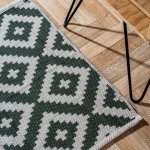 Handwoven Jacquard Rug 50 X 80CM - Diamond - Hunters Green