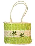 Fino Straw/beach Bag With Front Shells And Bead Details
