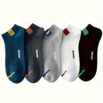5 Pairs Of Men's Pure Breathable Casual Soft And Comfortable Socks Summer No Show Socks