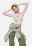 Embroidered Ribbed Top - Multi Pink