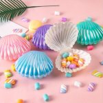 A Set Of 5 Color Mermaid Theme MINI Shell Candy Boxes Colorful Party Candy Boxes Girl Jewelry Storage Boxes Wedding Birthday