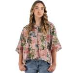Tropical Print Boxy Blouse - Blush Free