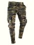 Men's Casual Stretchy Camouflage Print Cargo Pants Regular Fit Jeans For All Seasons