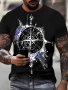 Compass Print Tee Shirt Tees For Men Casual Short Sleeve T-Shirt For Summer