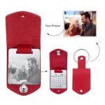 CAS102336 - Personalized Photo Calendar Keyring Stainless Steel - Red Strap