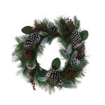 Luci Christmas Wreath With Pinecone And Berries 55CM