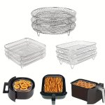 3-TIER Stainless Steel Air Fryer Accessory Set - Stackable Dishwasher Safe Fits Most Ovens & Fryers Perfect For Healthy Holiday Baking