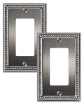 Treewell 2-PACK Decorator Outlet Cover Plate Pearls Decorative Switch Plates And Outlet Covers Antique Silver Metal Wall Plates