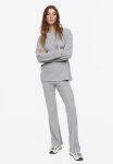 Ribbed Flared Trousers - Grey Marl