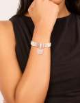 Silver Pink Bead & Butterfly Charm Toggle Bracelet
