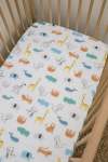 Dino Safari Cotton Cot Fitted Sheet - Large Sa Cot: 132CM X 66CM X 10CM