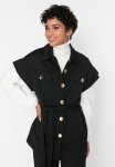 Goldair Gold Buttoned Vest-pants Knitted Suit - Black