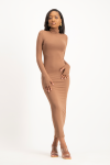 Yolanda Poloneck Bodycon Dress - Mocha - XS