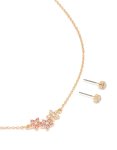 Goldair Gold Pink Purple & Clear Diamante Flower Necklace & Earrings Set