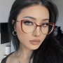 Blue Light Blocking Glasses Cat Eye Color Block Metal Frame Clear Lens Computer Glasses Spectacles For Women