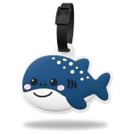 Whale Shark Silicone Luggage Tag For Suitcases Flexible Ocean Travel Name Label With Adjustable Strap Cute Bag Identifier For Ba