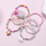 6PCS Multi-color Beaded Bracelets Sets Party Favors Accessories Cloud Love Pendant Set Goodie Bags Fillers Classroom Prizes Birt