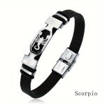 12 Constellation Themed Stainless Steel Cuff Bracelet For Men
