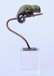 Green Bluish Chameleon On Perspex Base 24X13X7CM