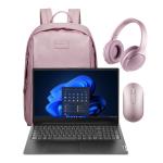 Lenovo V15 Amd Ryzen 3 15.6-INCH Win 11 Home Laptop And Mouse & Backpack & Headphone Ladies Bundle - Pienk