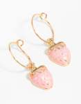 Goldair Gold Pink Strawberry Hoop Earrings