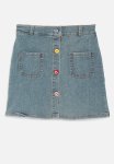 PoP Candy Buttoned Down Denim Skirt - Stonewash