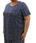 Ladies Printed Knit Pj Top - 6XL Nvy blue