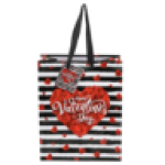 Valentine's Day Medium Heart Stripe Print Gift Bag