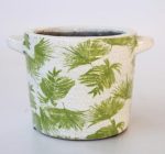 Green Leaf Design Distressed Planter Handle 13X19.5X15CM