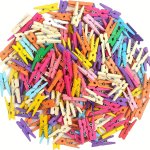 100PCS Assorted Wooden MINI Clips For Photos Pictures & Crafts - 2.54 Cm Multicolor Decorative Clothespins