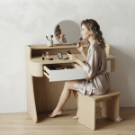 Wood-effect Dressing Table With Open Shelf