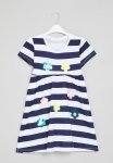 PoP Candy Floral Striped Dress - Blue & White