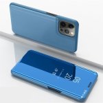 Plated Mirror Horizontal Flip Leather Case With Holder For Iphone 13 Pro Blue