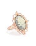 Rose Gold Flower Cameo Ring - M l