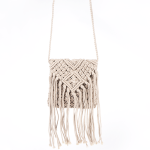 Lorelai Ivory Fringe Crossbody Pouch Crochet Bag - Ivory
