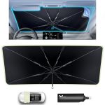 Helloleiboo Car Windshield Sun Shade Umbrella 57" X 32" Windshield Sun Shade Foldable With 5-LAYER Thickened Vinyl Coating Refle