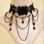 Halloween Dark Elegant Vintage Party Choker Fashion Lace Necklace Black Rose Flower Pendant Necklace