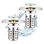 Universal Bathroom Sink Stopper Pop Up Sink Drain Strainer Plug With Removable Stainless Steel Filter Basket Hair Catcher Bathro