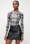 Superbalist Boatneck Printed Mesh Top - Distorted Lines