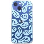 Blue Abstract Smiley Print Phone Case For Iphone 13 - Transparent