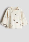 Long-sleeved T-Shirt - Cream & Dogs