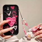 Cute Cartoon Love Rabbit 3D Curved Edge Wave Glossy Phone Case Soft Cover Suitable For Samsung A14 A34 A54 A03 A03S A04 A04E A04