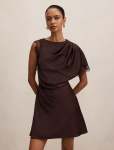 Giselle Petite Satin Lace MINI Dress - 18 Dark Chocolate