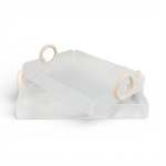 2 Piece Acrylic Tray Set With Wooden Handles Clear
