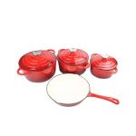 7 Piece Cast Iron Cookware Set Red